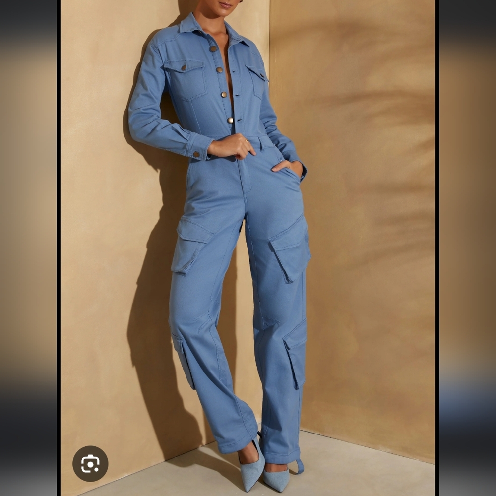 Light Blue Utility Jumpsuit